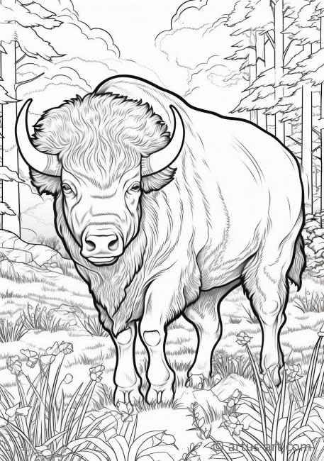 European Bison Coloring Page For Kids